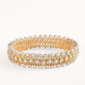 Chico's Gold/Goldtone Pave Simulated Crystal Women’s Stretch Bracelet